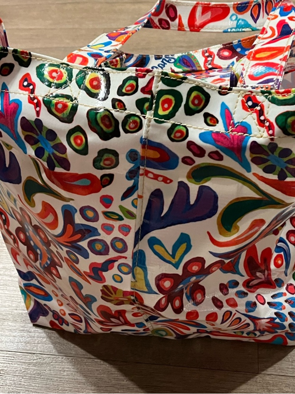 Consuela Multicolor Bianca White Paisley Canvas Large Tote - Picture 6 of 7